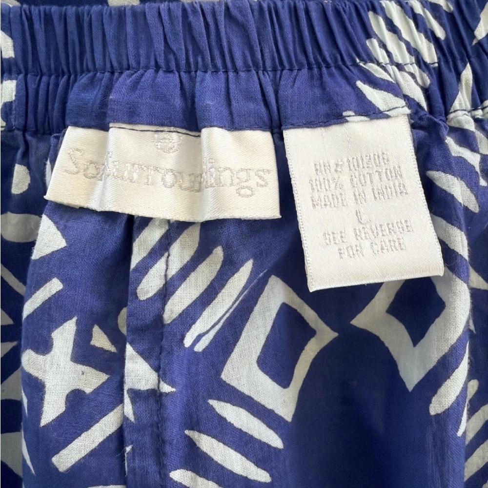 Soft Surroundings Maxi Skirt Blue Geometric Print Size Lg Elastic Waist Bohemian - Picture 4 of 8